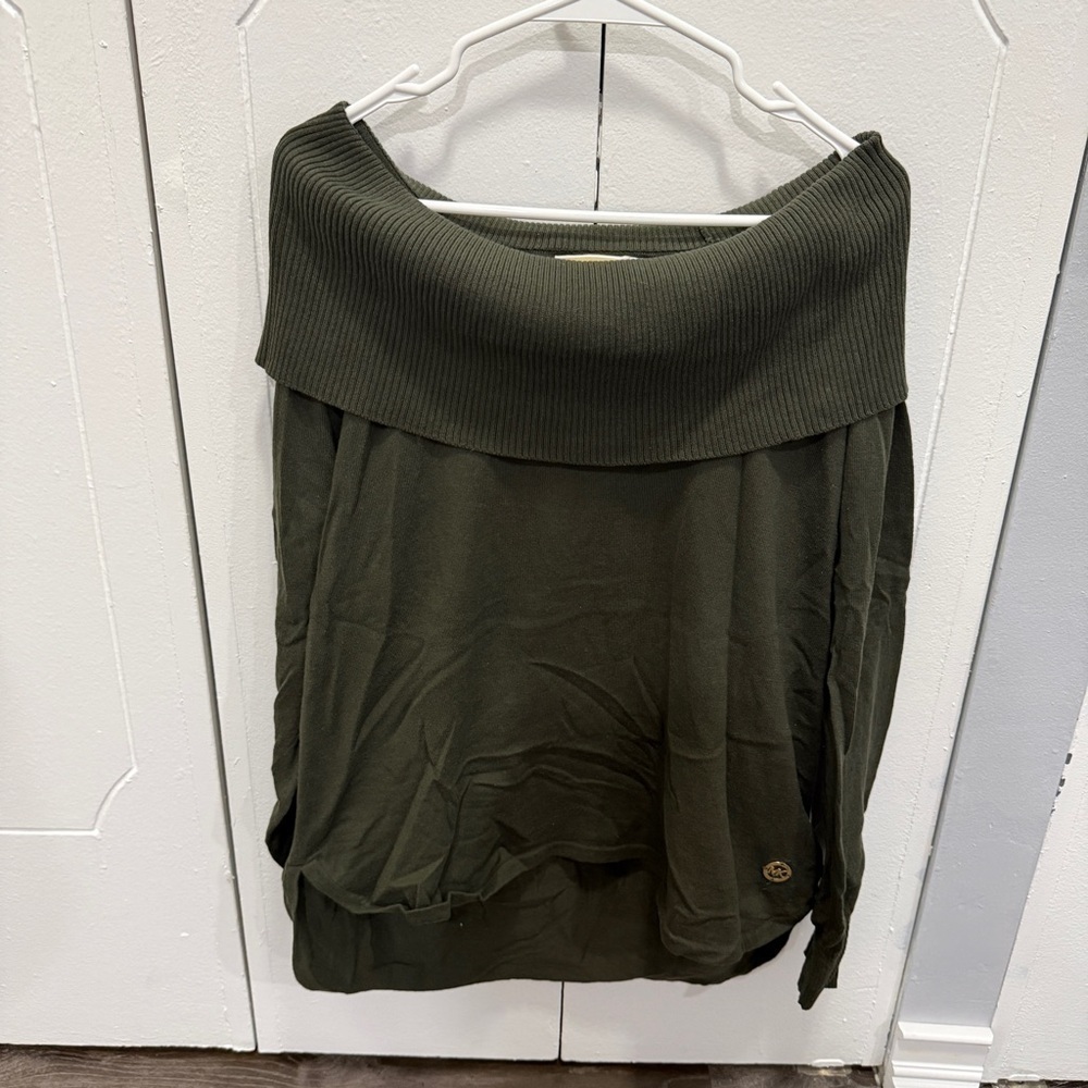 Michael Kors Green Off The Shoulder Sweater